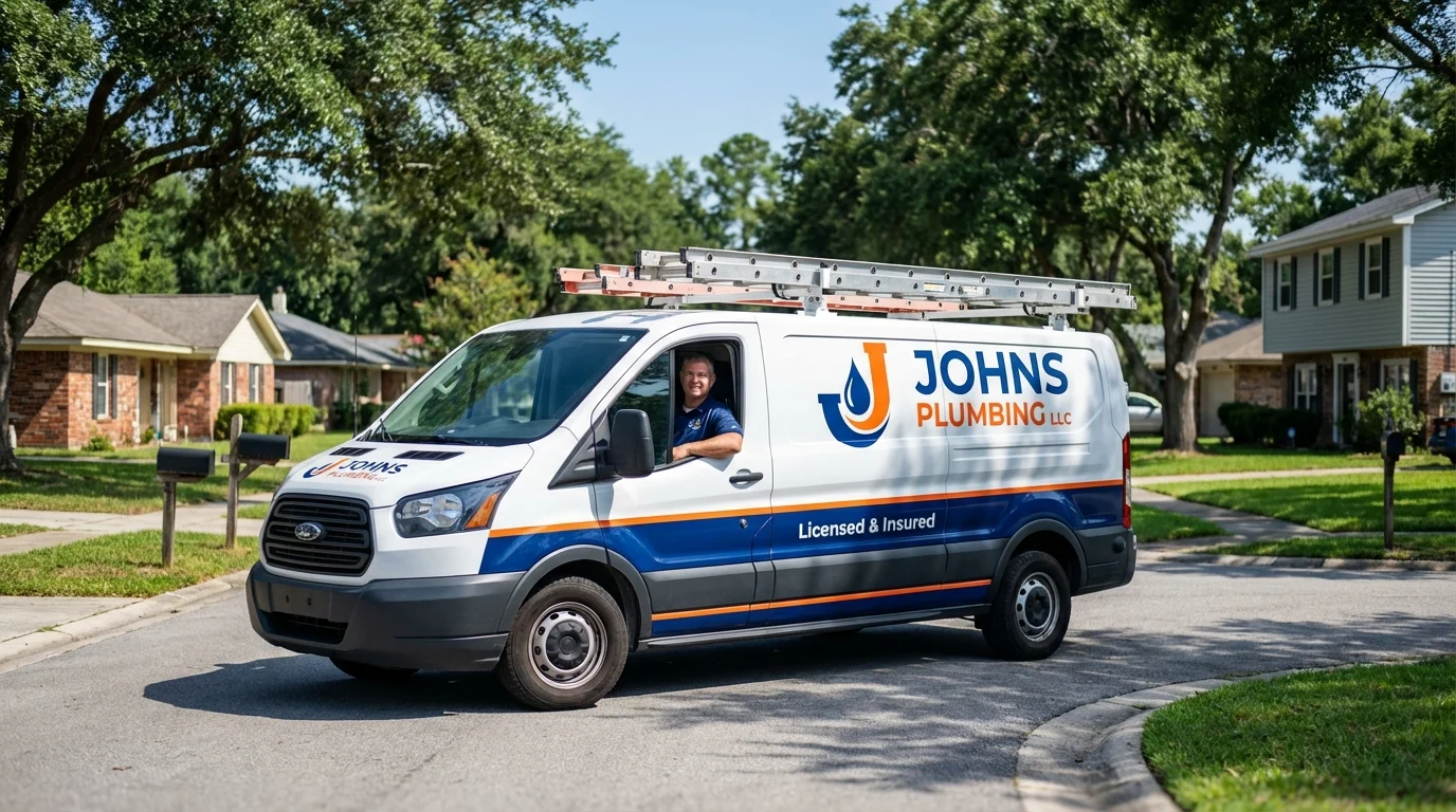 Johns Plumbing LLC service van in Wagner, SD