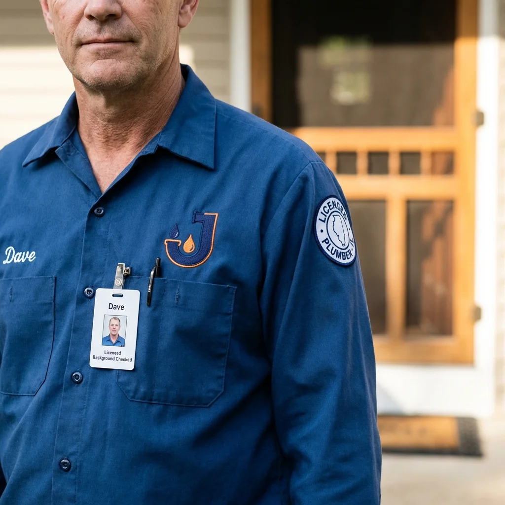 Licensed plumber showing ID badge in Wagner, SD