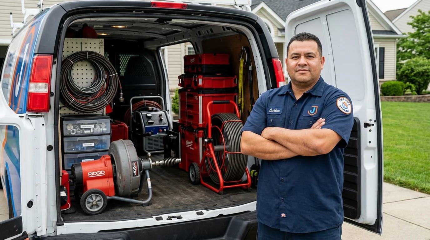 Professional drain cleaning equipment and Johns Plumbing LLC plumber in Wagner