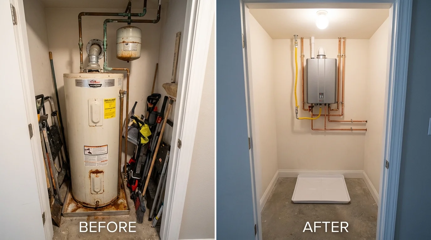 Tank water heater versus wall-mounted tankless unit comparison for Wagner, SD homeowners